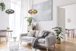 Hängelampen|Led Lampen*Searchlight LED Hängelampe Rauchglas Ø 31 cm rund Grau Schwarz 2700 K