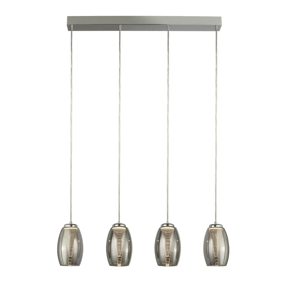 Searchlight LED Hängelampe Rauchglas 4-flammig B: 75,5 cm 3000 K< Hängelampen|Led Lampen