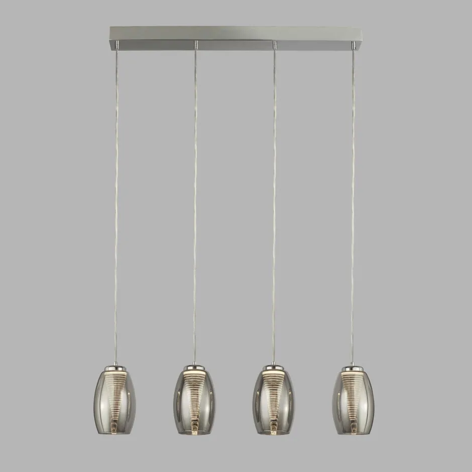 Searchlight LED Hängelampe Rauchglas 4-flammig B: 75,5 cm 3000 K< Hängelampen|Led Lampen