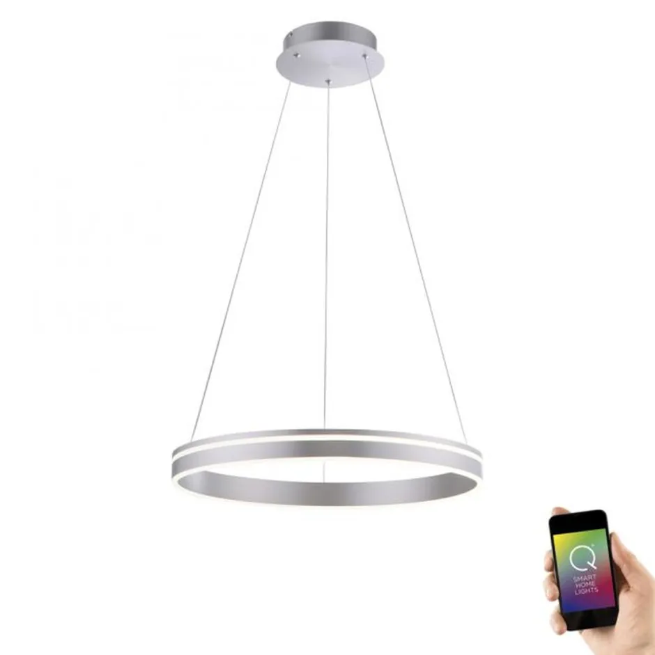 Paul Neuhaus LED Hängelampe Ring Ø59 cm 4550 lm dimmbar in Stahl< Hängelampen|Bürolampen