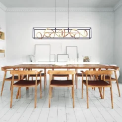 Paul Neuhaus LED Hängelampe Schwarz Gold Metall L:110 cm dimmbar< Hängelampen|Bürolampen