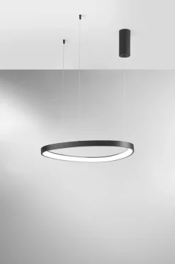 Eco-Light LED Hängelampe Schwarz Ring B:65 cm 3000/4000/6500 K< Wohnzimmerlampen|Metall Lampen