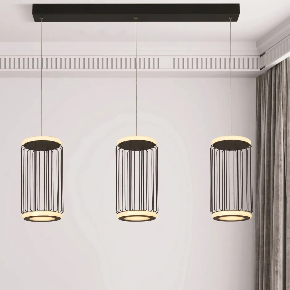 Hängelampen|Led Lampen*Searchlight LED Hängelampe Schwarz Weiß Metall 3000 K 996 lm B: 90 cm