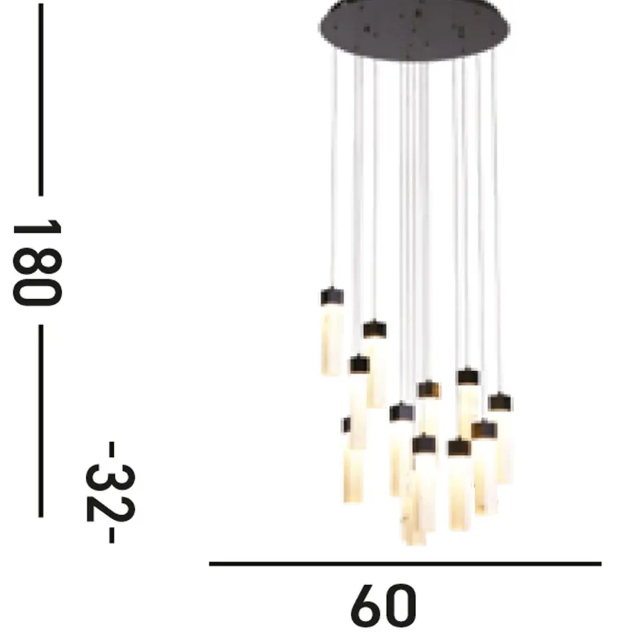 Searchlight LED Hängelampe Stahl Harz Ø60 cm 3000 K Schwarz Marmor< Bürolampen|Wohnzimmerlampen