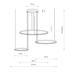 Hängelampen|Led Lampen*Nowodvorski LED Hängelampe XXL 3000 K 1600 lm Schwarz Metall 3 Ringe