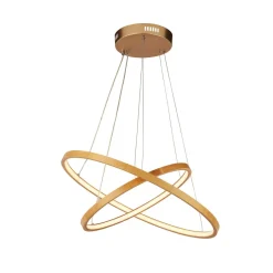 Wohnzimmerlampen|Designerlampen*Searchlight LED Hängeleuchte Bambus in Gold Natur Ø 50 cm Ring