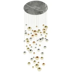 Searchlight LED Hängeleuchte D: 140 cm in Chrom Kupfer Messing< Hängelampen|Led Lampen