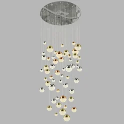 Searchlight LED Hängeleuchte D: 140 cm in Chrom Kupfer Messing< Hängelampen|Led Lampen