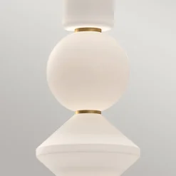 Hängelampen|Led Lampen*Elstead LED Hängeleuchte Glas Metall B: 19,8cm Modern Weiß Gold antik