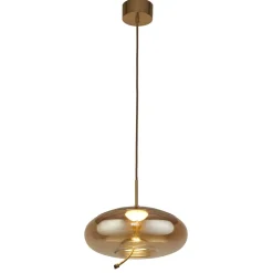 Searchlight LED Hängeleuchte Glas Metall Ø 31 cm in Messing Bernstein< Hängelampen|Led Lampen