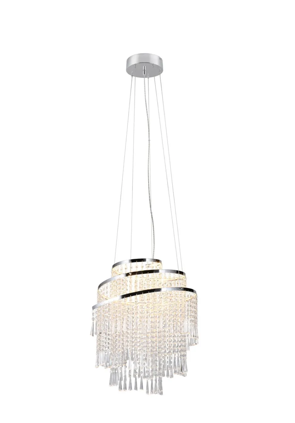 Trio Reality LED Hängeleuchte mit Fernbedienung dimmbar Chrom Acryl< Hängelampen|Wohnzimmerlampen