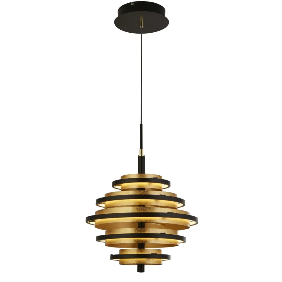 Searchlight LED Hängeleuchte Schwarz Gold 2700 K rund Ø 40 cm Metall< Hängelampen|Led Lampen