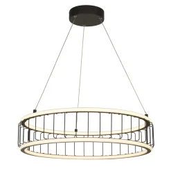 Searchlight LED Kronleuchter Rind Schwarz Weiß D: 57,5 cm Metall 3000 K< Hängelampen|Led Lampen