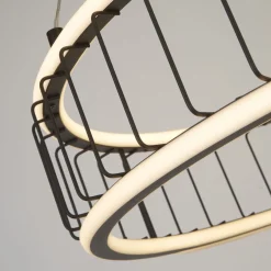 Searchlight LED Kronleuchter Rind Schwarz Weiß D: 57,5 cm Metall 3000 K< Hängelampen|Led Lampen