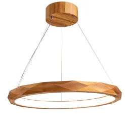 Hängelampen|Bürolampen*Elstead LED Kronleuchter Ring Teak Holz Furnier 3000 K Modern