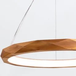 Hängelampen|Bürolampen*Elstead LED Kronleuchter Ring Teak Holz Furnier 3000 K Modern
