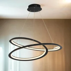 Hängelampen|Led Lampen*Searchlight LED Kronleuchter Schwarz matt Metall 3000 K 1944 lm