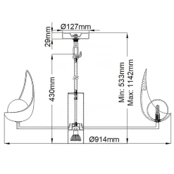 Wohnzimmerlampen|Esszimmer Lampen*Elstead LED Kronleuchter Schwarz Gold Weiß Ø 91,4 cm verstellbare Höhe