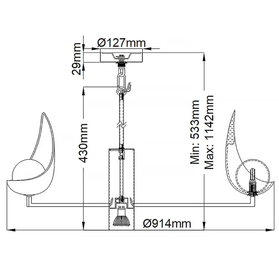 Wohnzimmerlampen|Esszimmer Lampen*Elstead LED Kronleuchter Schwarz Gold Weiß Ø 91,4 cm verstellbare Höhe