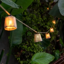 Außenlichterketten|Dekolampen Außen*Newgarden LED Lichterkette mit Stecker 5m IP44 2200K Bambus Outdoor