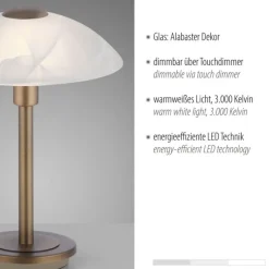 Wohnzimmerlampen|Schlafzimmer Lampen*Paul Neuhaus LED Nachttischleuchte dimmbar Touch Alabasterglas 28 cm