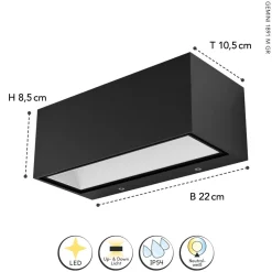 Eco-Light LED Outdoor Wandlampe Anthrazit 4000 K IP54 Up Down< Metall Lampen|Led Außenleuchten