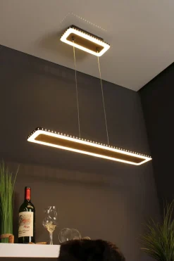 Wohnzimmerlampen|Metall Lampen*Eco-Light LED Pendelleuchte Aluminium Gold Schwarz 3000 K 70 cm