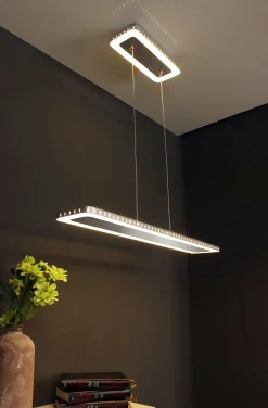 Wohnzimmerlampen|Metall Lampen*Eco-Light LED Pendelleuchte Aluminium Edelstahl Schwarz 3000 K