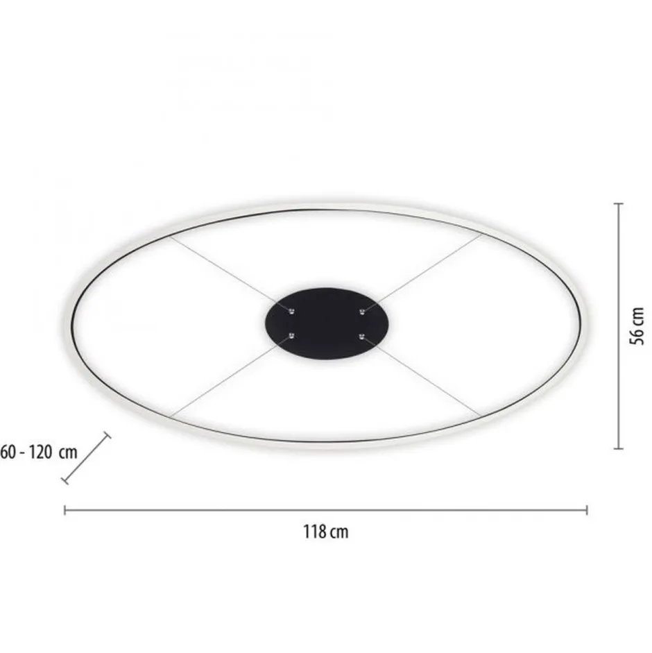 Hängelampen|Bürolampen*Paul Neuhaus LED Pendelleuchte Anthrazit oval 3000 K 118 cm dimmbar