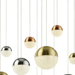 Hängelampen|Led Lampen*Searchlight LED Pendelleuchte D: 70 cm in Chrom Kupfer Messing