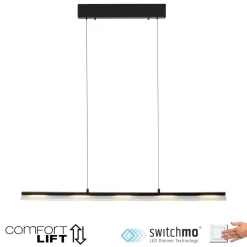 Just Light LED Pendelleuchte dimmbar Metall 100 cm 2900 lm Schwarz< Hängelampen|Bürolampen