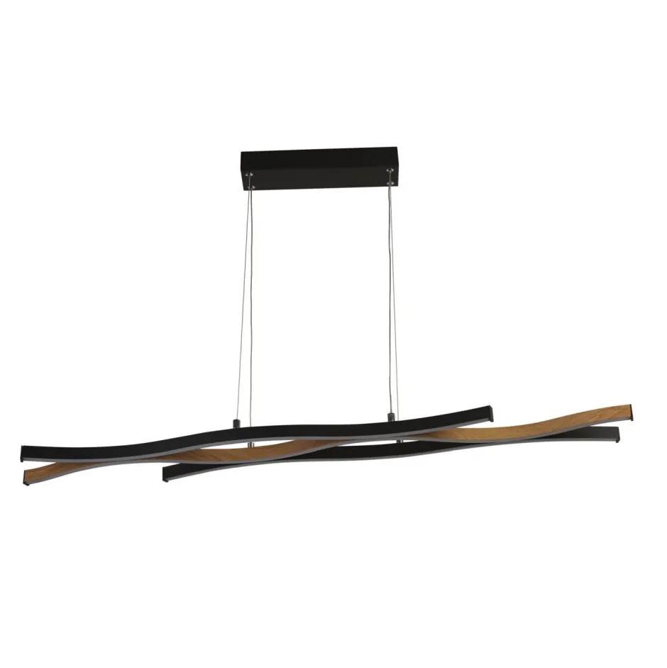 Searchlight LED Pendelleuchte dimmbar Schwarz Metall 108 cm Wellen< Bürolampen|Esszimmer Lampen