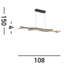 Searchlight LED Pendelleuchte dimmbar Schwarz Metall 108 cm Wellen< Bürolampen|Esszimmer Lampen