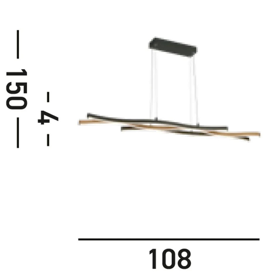 Searchlight LED Pendelleuchte dimmbar Schwarz Metall 108 cm Wellen< Bürolampen|Esszimmer Lampen