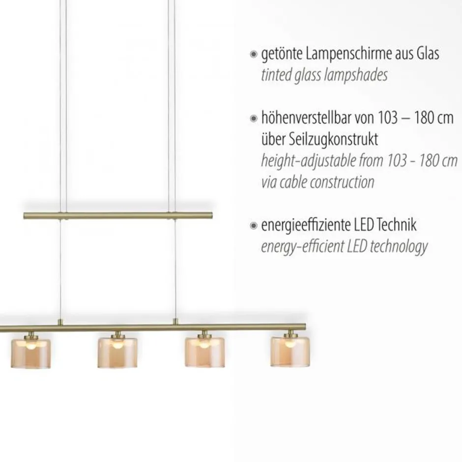Paul Neuhaus LED Pendelleuchte Glas in Bernstein blendarm 80 cm 20 W< Hängelampen|Led Lampen