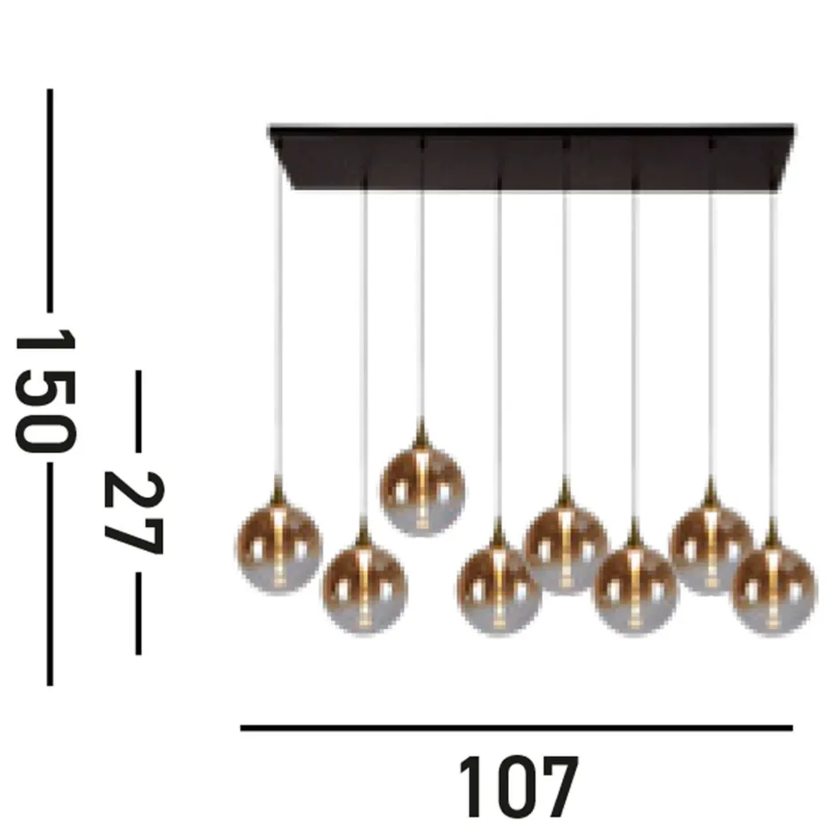 Hängelampen|Led Lampen*Searchlight LED Pendelleuchte Glaskugeln 107 cm 3000 K 8-flammig