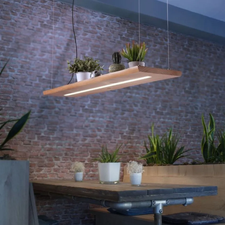 Paul Neuhaus LED Pendelleuchte Holz Fernbedienung L:120 cm dimmbar< Wohnzimmerlampen|Holzlampen