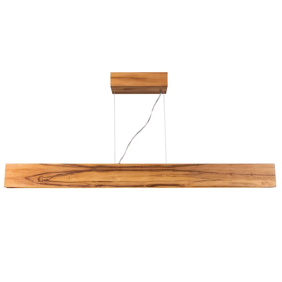 Hängelampen|Wohnzimmerlampen*Elstead LED Pendelleuchte Holz Furnier Teak 3000 K 127 cm lang