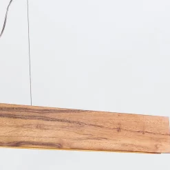 Hängelampen|Wohnzimmerlampen*Elstead LED Pendelleuchte Holz Furnier Teak 3000 K 127 cm lang