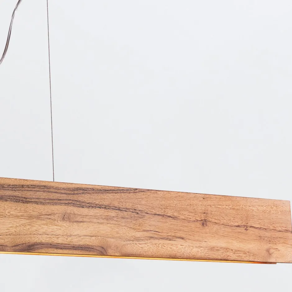 Hängelampen|Wohnzimmerlampen*Elstead LED Pendelleuchte Holz Furnier Teak 3000 K 127 cm lang