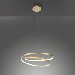 Hängelampen|Wohnzimmerlampen*Paul Neuhaus LED Pendelleuchte in Blattgold B:55 cm 4000 lm dimmbar
