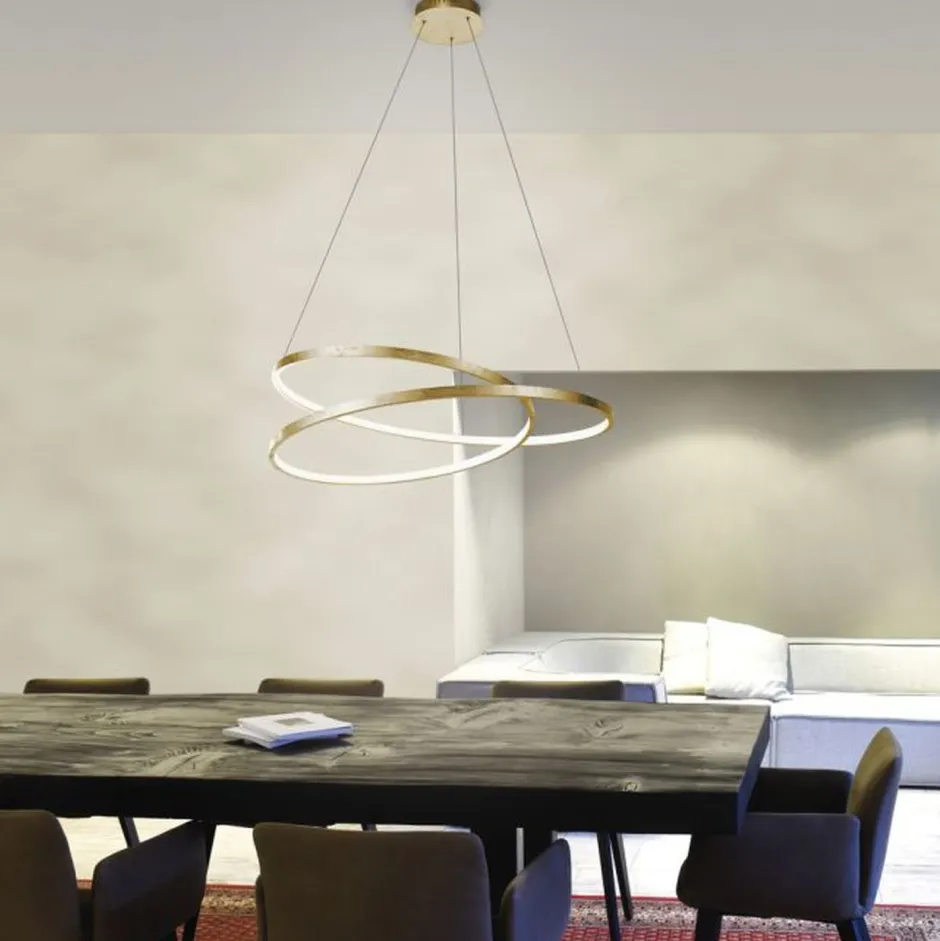 Hängelampen|Bürolampen*Paul Neuhaus LED Pendelleuchte in Blattgold L:72 cm 3000 K dimmbar