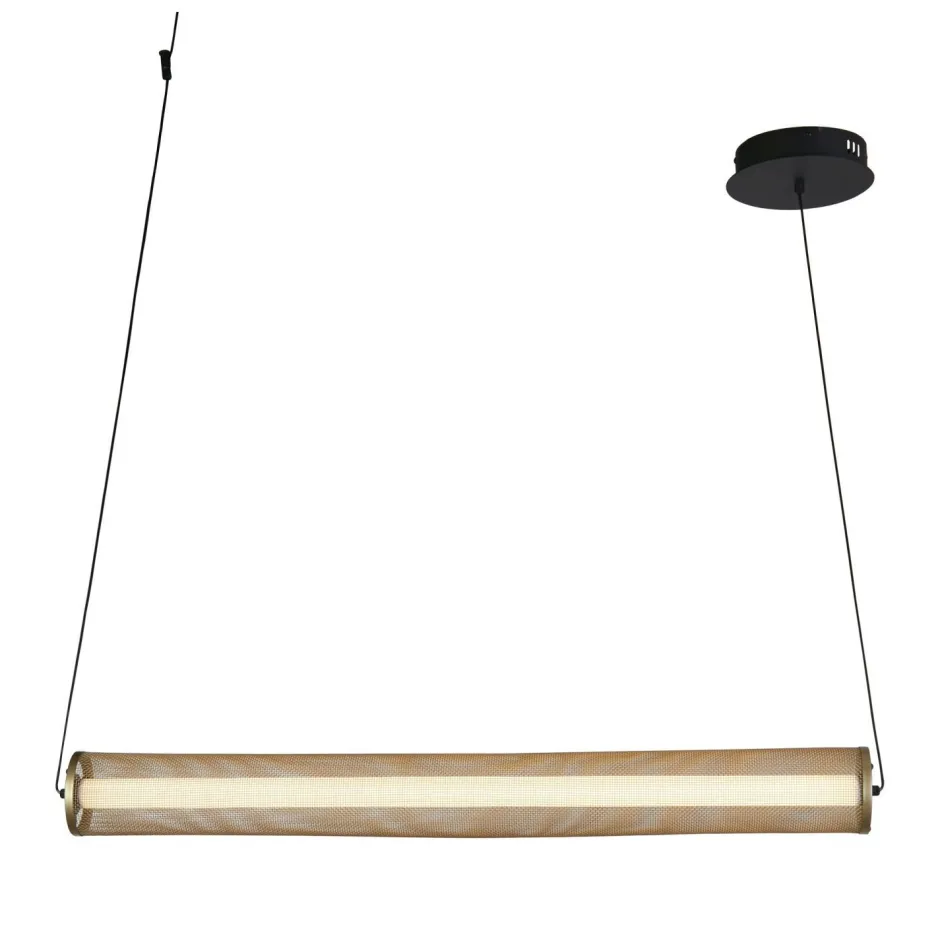 Bürolampen|Wohnzimmerlampen*Searchlight LED Pendelleuchte in Gold Schwarz Metall 26 W 92 cm