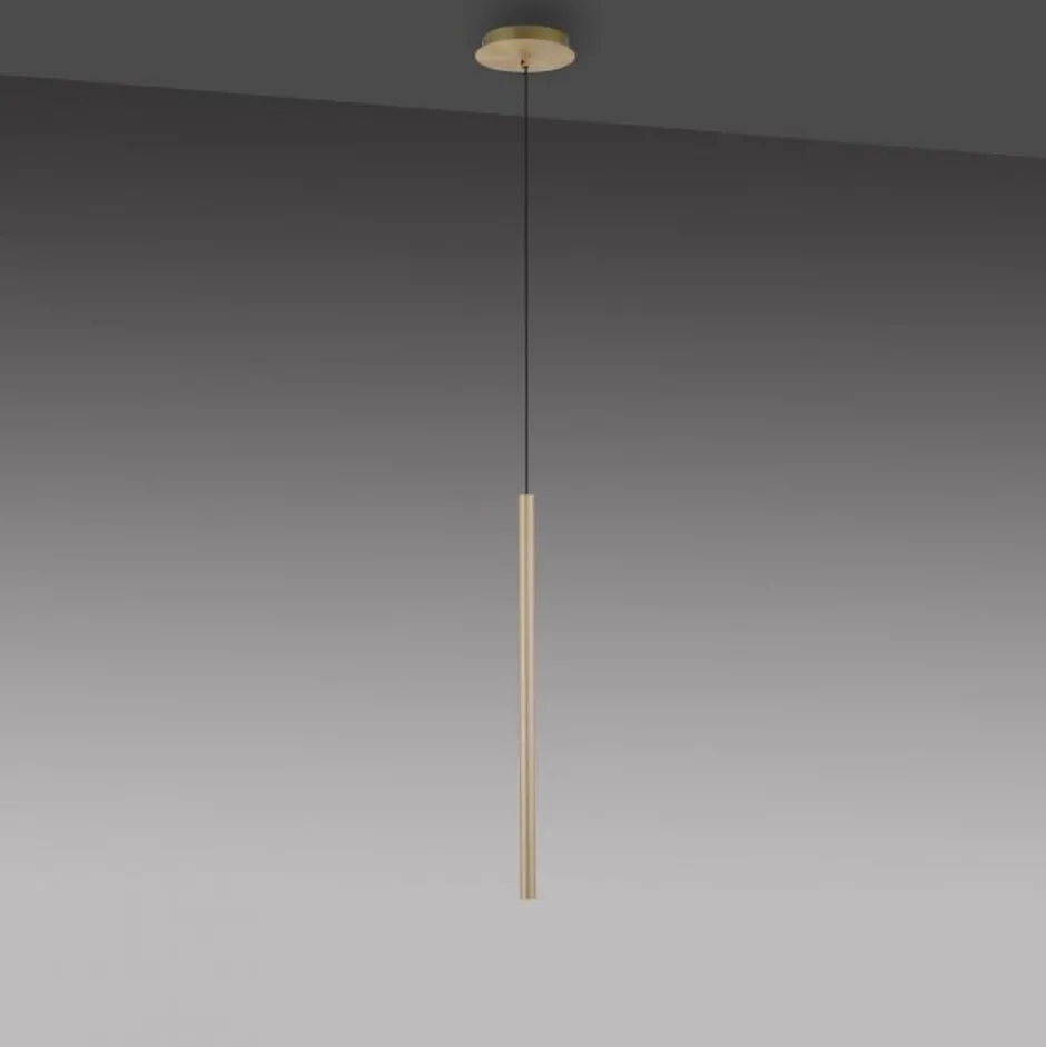 Paul Neuhaus LED Pendelleuchte in Messing Metall Ø2,5 cm 4 W dimmbar< Hängelampen|Bürolampen
