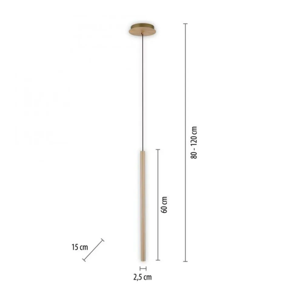 Paul Neuhaus LED Pendelleuchte in Messing Metall Ø2,5 cm 4 W dimmbar< Hängelampen|Bürolampen