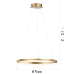 Hängelampen|Bürolampen*Paul Neuhaus LED Pendelleuchte in Messing dimmbar 3000 K Ø60 cm Ring