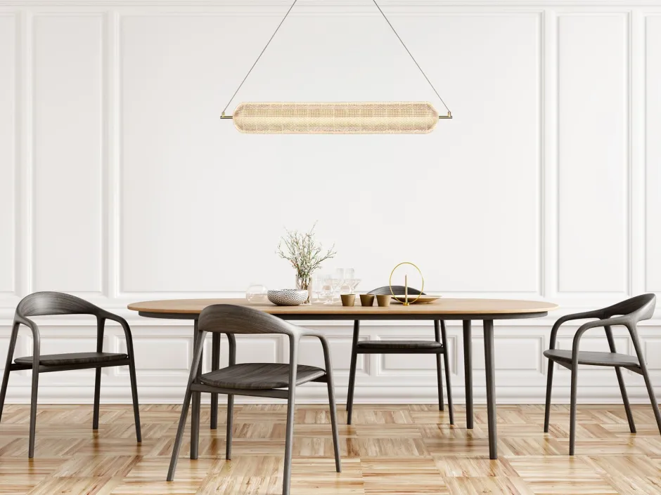 Searchlight LED Pendelleuchte Metall in Messing 42 W 3000 K 108 cm< Bürolampen|Wohnzimmerlampen