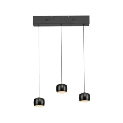 Just Light LED Pendelleuchte Metall warmweiß 60 cm 800 lm Schwarz< Hängelampen|Bürolampen