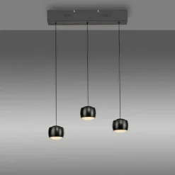Just Light LED Pendelleuchte Metall warmweiß 60 cm 800 lm Schwarz< Hängelampen|Bürolampen