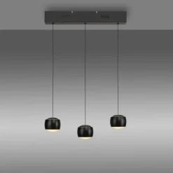 Just Light LED Pendelleuchte Metall warmweiß 60 cm 800 lm Schwarz< Hängelampen|Bürolampen